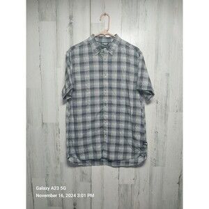 The North Face Men's Short Sleeve Gray Plaid Button Up Shirt Large Casual
